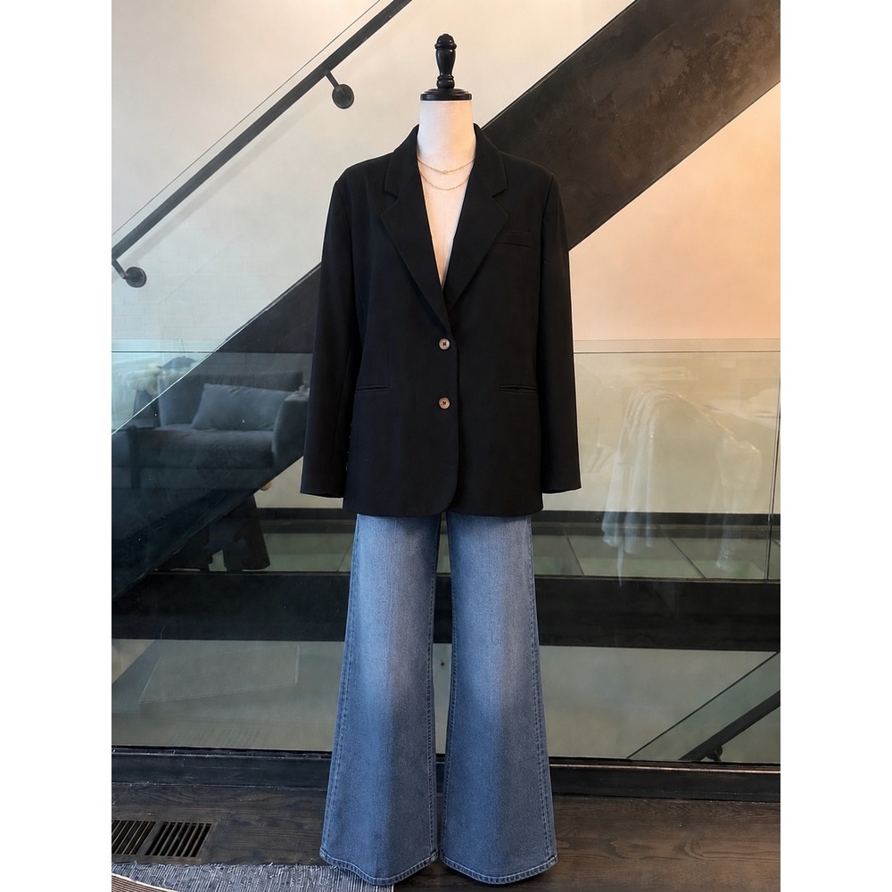 Norton McNaughton Vintage Black 100% Pure Wool Blazer Jacket Size 10